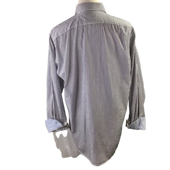 Jack Stone Thomas Dean Long Sleeve Contrast Flip Cuff Size XL Navy Blue Stripe - Picture 5 of 8